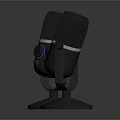 Professional Black Microphones With Colorful Indicator Lights And Stable Base