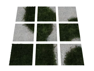 Diverse Terrain Sample Tiles With Green Grass And Gray Gravel Combinations 3d model