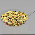 Fresh Salad in Transparent Glass Bowl with Diced Colorful Vegetables and Spoon on Tabletop