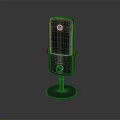 Modern Black Professional Desktop Microphone with Stand and Control Buttons Studio Recording Equipment