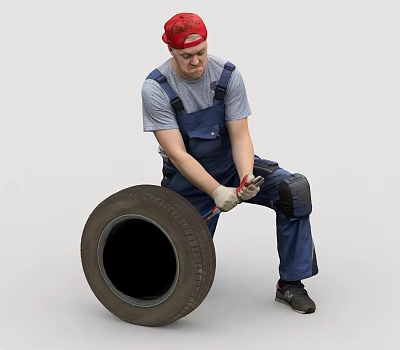 Passerby Pedestrian Car Repair 3d model