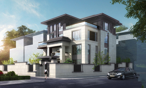 New Chinese Style Villa 3d model