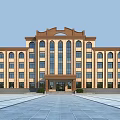 Grand Classical Office Building With Symmetrical Facade Arched Windows And Spacious Entrance Plaza
