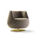 Modern Gray Single Sofa With Round Design And Gold Metal Base 3d model