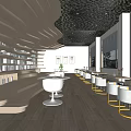 modern library reading room 3d model