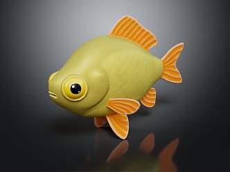 Modern cold water fish goldfish gilt grass gold 3d model