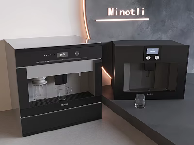 Minotli Modern Black Kitchen Appliances With Digital Display And Glass Cup 3d model