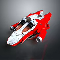 Red And White Cosmic Spaceship Design With Aerospace Thrusters Futuristic Interstellar Vehicle Model
