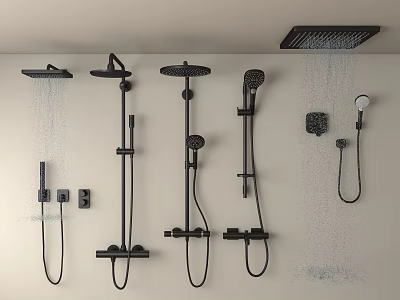 Modern shower stainless steel shower bathroom hardware 3d model
