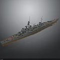 Detailed Historical Military Battleship Water Vessel With Deck Design And Structure