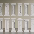 White Marble Balusters With Various Decorative Designs For Interior Decoration 3d model