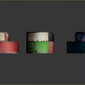 Colorful Modern Table And Chair Set With Red Blue Black Green Seats And Creative Design