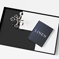 Stylish Decorative Ornament Set Featuring Black Tray Transparent Crystal Piece and Dark Blue Linen Book