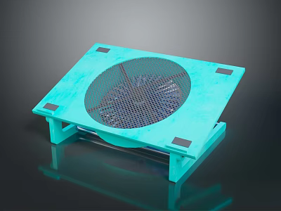 Light Blue Laptop Cooling Pad With Built in Fan Mesh Design And Stable Stand 3d model