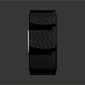 Black Car Tire With Silver Alloy Rim And Detailed Tread Pattern