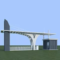 Modern Entrance Gate Design With White Canopy Guardhouse Green Lawn And Blue Sky