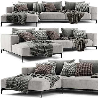 Flexform gray corner sofa 3d model