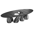 Modern Black Wooden Coffee Table With Irregular Hollow Top And Sculptural Legs