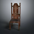 Vintage Carved Wooden Chair With Ornate Backrest Design And Sturdy Legs