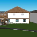 Traditional Chinese Guesthouse Architecture With White Walls Gray Tiled Roofs Green Lawns And Courtyard