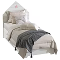 Cozy Kids Bed With Star Headboard Soft Pillows Quilt And Bed Sheets