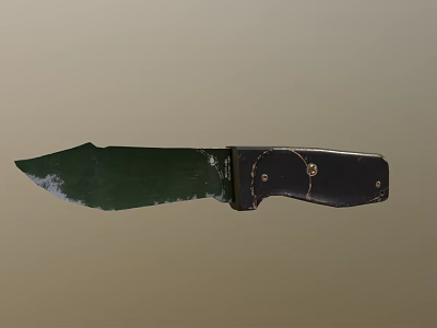 Weapon Knife With Green Blade Worn Marks Black Handle And Metal Rivets 3d model