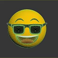 Decorative Figurine Set With Yellow Smiley Face Wearing Black Sunglasses Open Mouth Red Tongue
