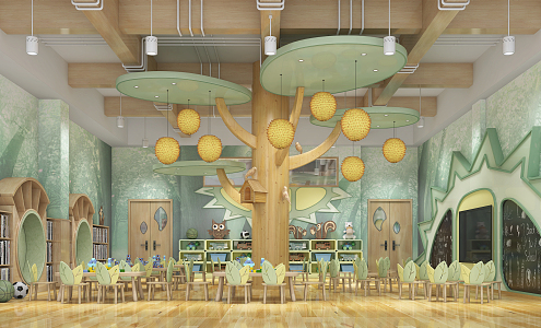 Modern Kindergarten Fruit Theme Classroom 3d model