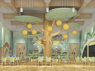 Modern Kindergarten Fruit Theme Classroom 3d model