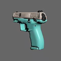 Teal and Light Gray Modern Pistol with Ergonomic Grip and Smooth Finish
