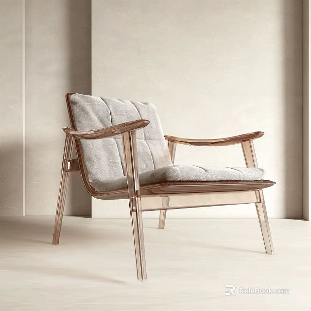 Modern Single Accent Chair With Soft Fabric Upholstery And Wooden Frame 3d model 