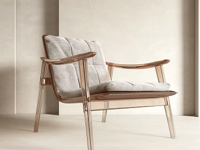 Modern Single Accent Chair With Soft Fabric Upholstery And Wooden Frame 3d model