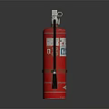Red Fire Extinguisher With Handle Black Strap And Safety Label 3d model
