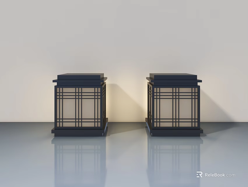 Modern Hinged Doors With Grid Pattern And Dark Finish For Interior Design 3d model