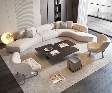 Living Room Home Living Room Minimalist Living Room Sofa Coffee Table Combination 3d model