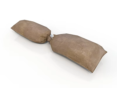 Two Brown Sandbags Connected Together On White Background 3D Rendering 3d model