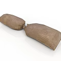 Two Brown Sandbags Connected Together On White Background 3D Rendering