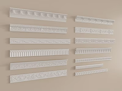 Decorative Gypsum Cornice Molding Designs In Various Styles For Interior Decoration 3d model