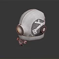 Modern White Helmet with Metallic Goggles and Red Dial Fashion Design