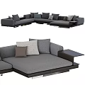 Modern Gray Sectional Sofa With Multiple Soft Cushions And Stylish Design 3d model