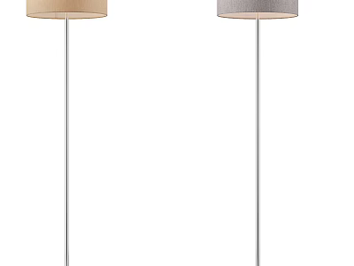 Modern Floor Lamps With Beige And Gray Lampshades And Metal Poles 3d model