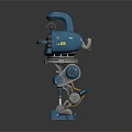 Blue Robot Character For Game And Movie With Mechanical Design And Robotic Limbs