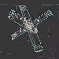 Mechanical Cross Shaped Weapon With Metal Structure And Bolt Details