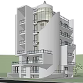 Modern Detached Villa With Curved Design Multiple Balconies And Glass Facade