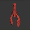 Red Lobster With Large Claws Shiny Shell On Reflective Surface Under Gradient Background 3d model