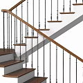 Modern Staircase Design With Wooden Steps Black Metal Railings And Wooden Handrail