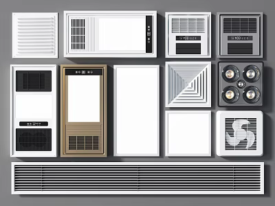 Various Types Of Ventilation Grilles Air Vents And Exhaust Fans 3d model