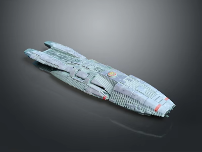 Detailed Science Fiction Spaceship Model With Textured Surface And Emblem 3d model