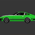 Vintage Green And Silver Two Door Sports Car With Sleek Design And Glossy Exterior