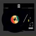 ION Black Open Case Turntable With Colorful Vinyl Record And Handle